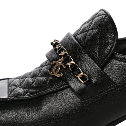 Chanel Calfskin Patent Quilted CC Chain Mocassin Loafers 39.5 Black 11 of 15