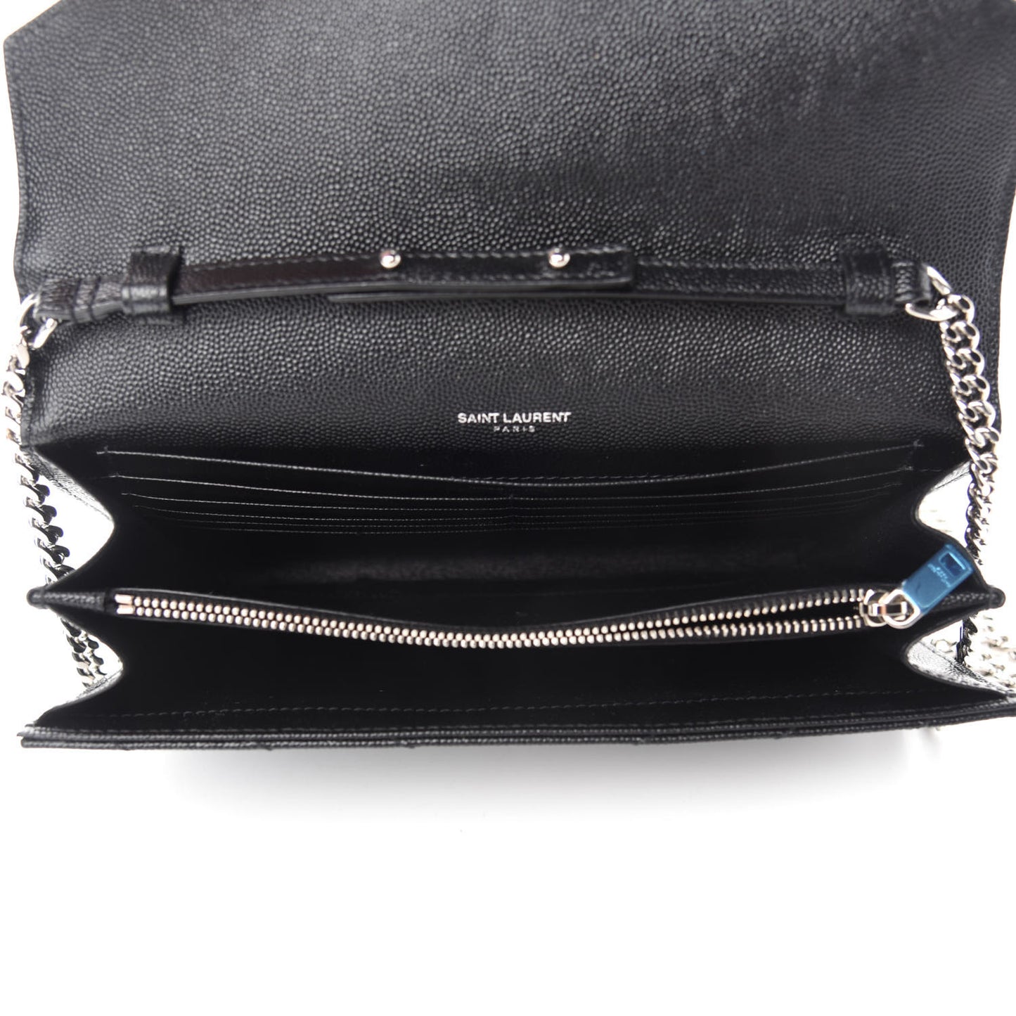 Grain De Poudre Matelasse Chevron Monogram Chain Wallet Black