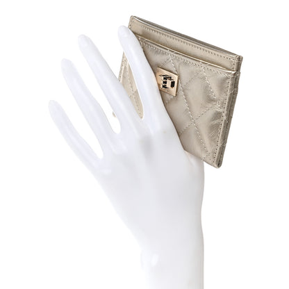 Chanel Metallic Aged Calfskin Quilted Reissue Card Holder Gold 2 of 9
