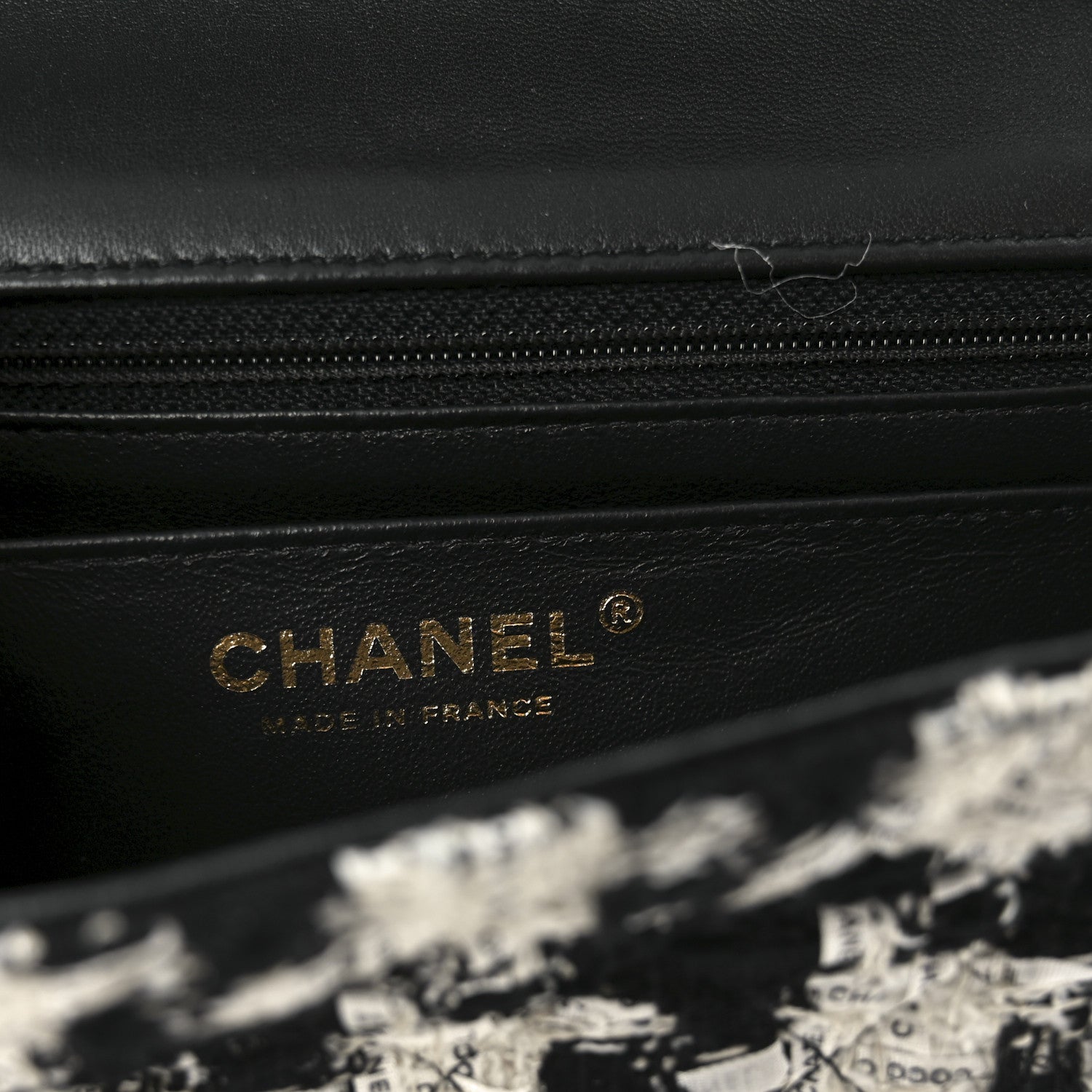 Chanel Tweed Quilted Mini Rectangular Flap Black Ecru White 6 of 10