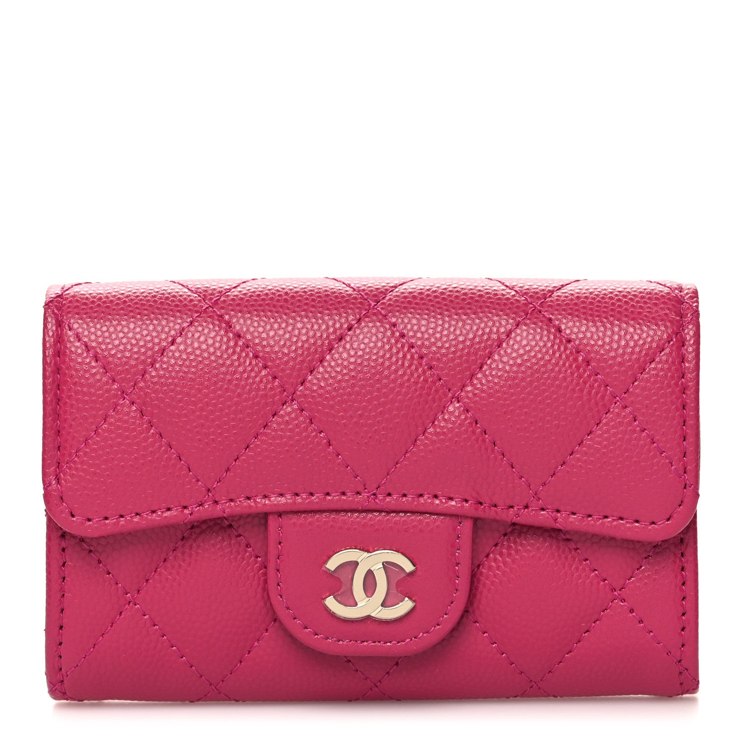 Chanel Caviar Quilted Flap Card Holder Wallet Fuchsia 1 of 9