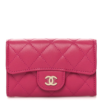 Chanel Caviar Quilted Flap Card Holder Wallet Fuchsia 1 of 9