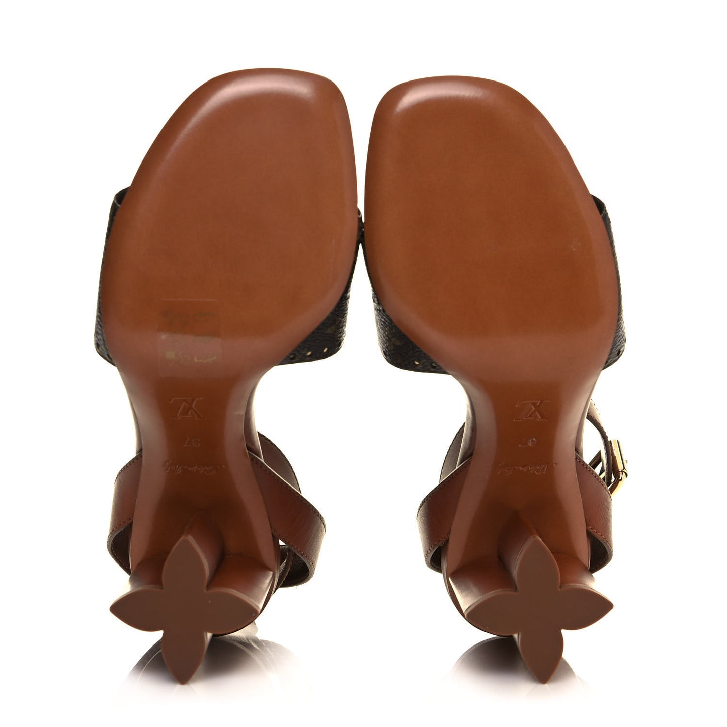 Calfskin Perforated Monogram Silhouette Sandals 37 Gold