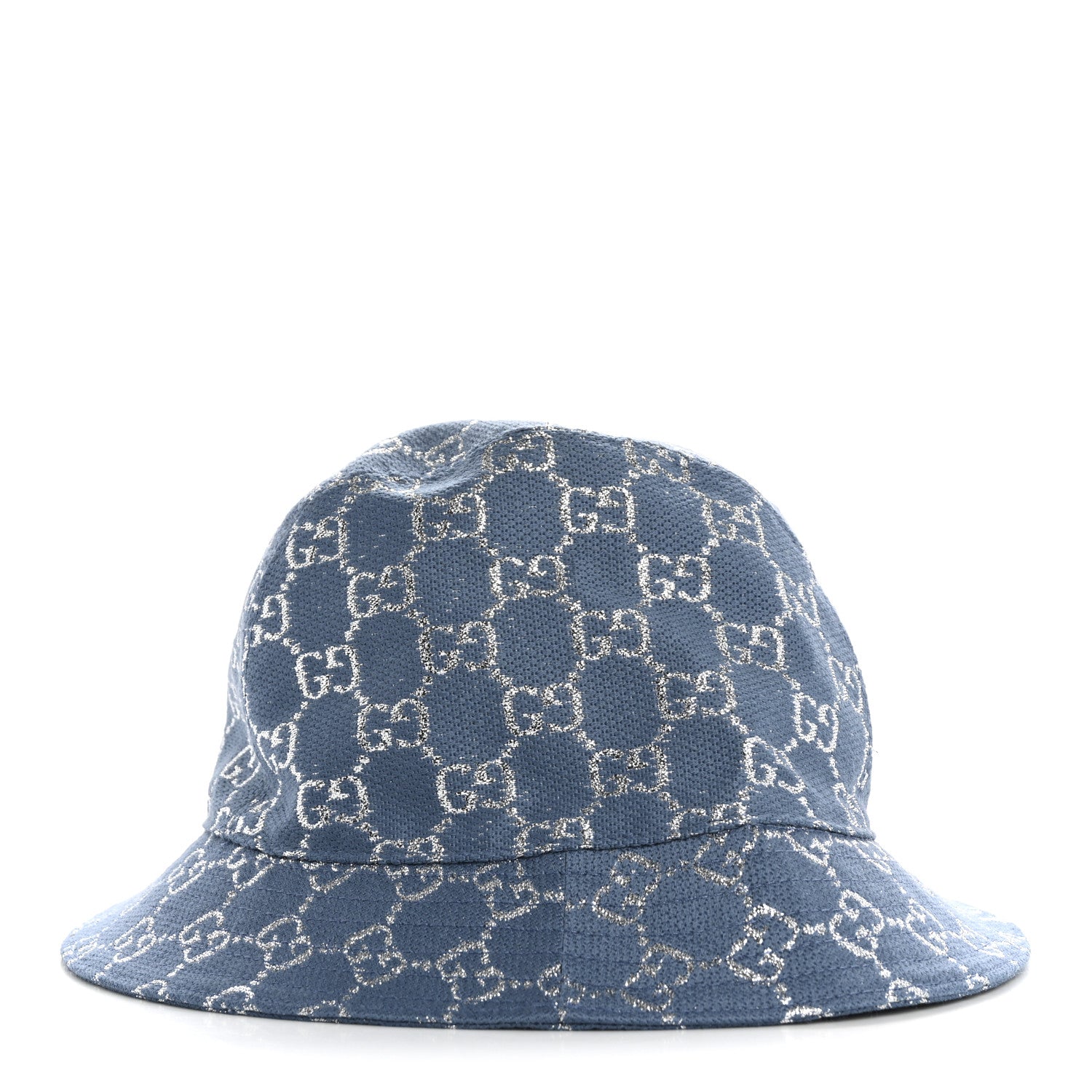 Gucci Canvas Lame GG Monogram Bucket Hat S Light Blue Silver 4 of 9