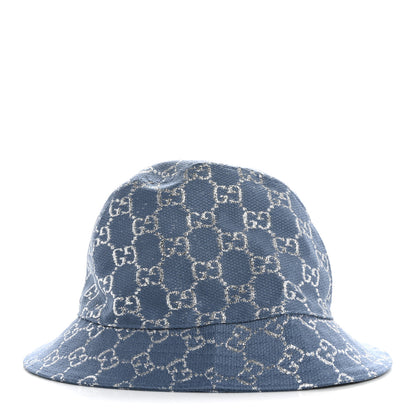 Gucci Canvas Lame GG Monogram Bucket Hat S Light Blue Silver 4 of 9