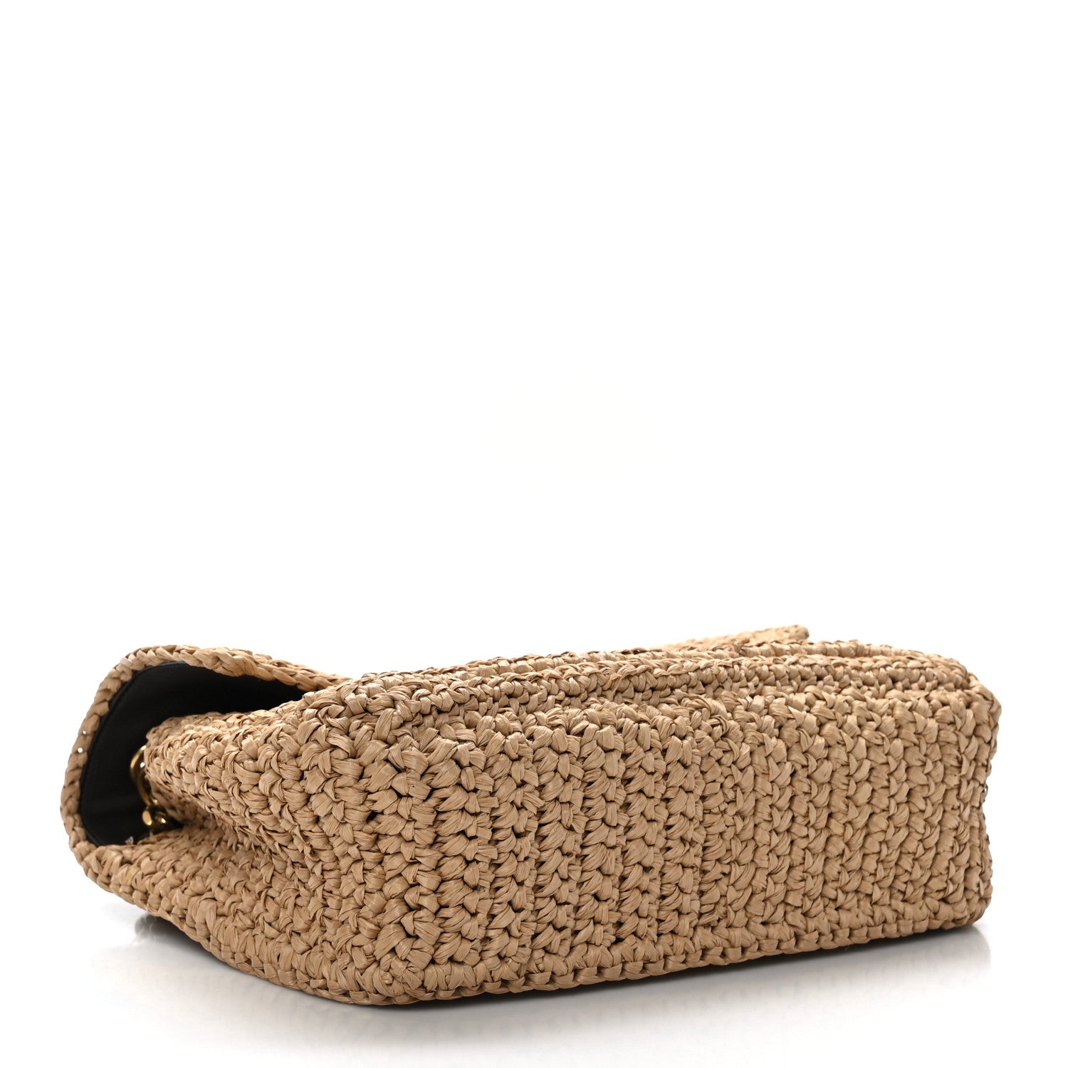 Saint Laurent Raffia Calfskin Monogram Medium Niki Chain Satchel Natural 4 of 9