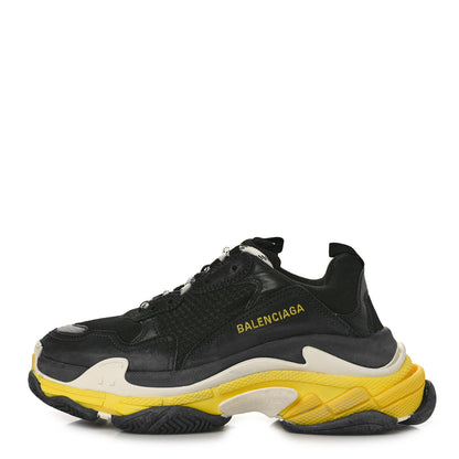 Balenciaga Fabric Mesh Mens Triple S Sneakers 40 Black Yellow 1 of 8