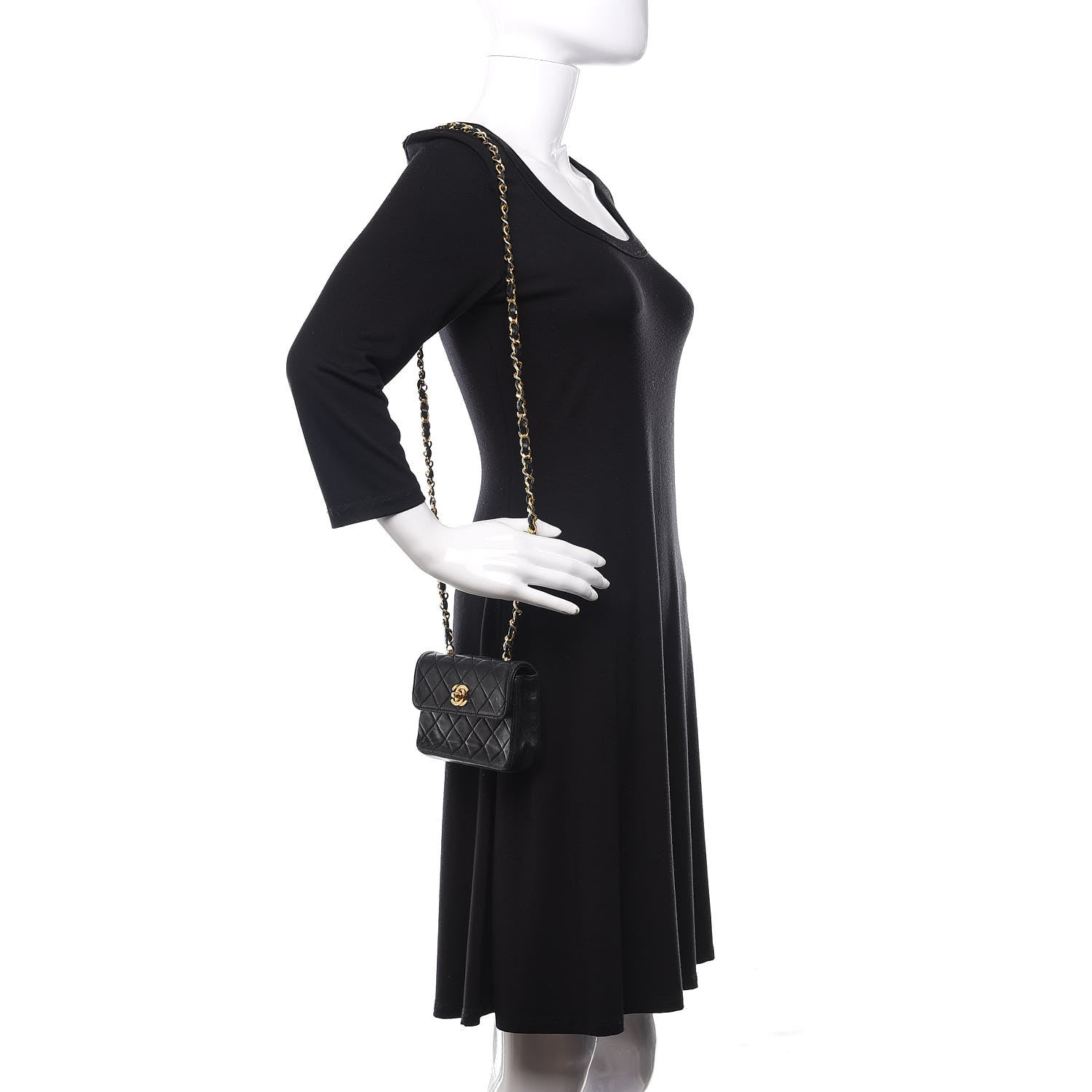 Chanel Lambskin Quilted Micro Mini Flap Bag Black 2 of 16