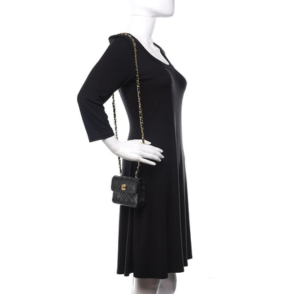 Chanel Lambskin Quilted Micro Mini Flap Bag Black 2 of 16