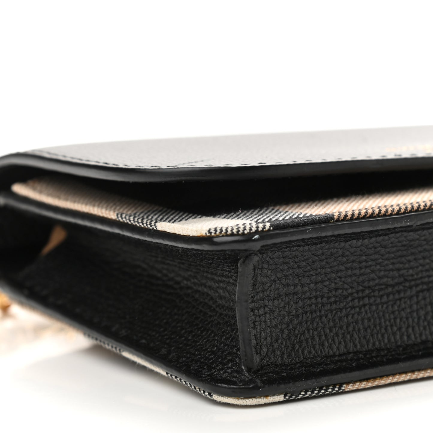 Grained Calfskin House Check Tartan Mix Hampshire Wallet On Chain Black