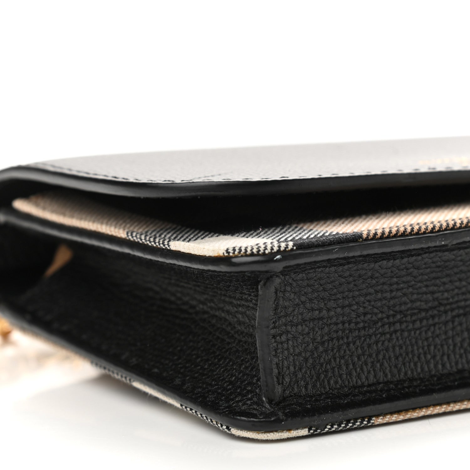 Burberry Grained Calfskin House Check Tartan Mix Hampshire Wallet On Chain Black 8 of 9