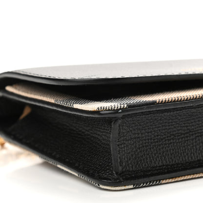 Burberry Grained Calfskin House Check Tartan Mix Hampshire Wallet On Chain Black 8 of 9