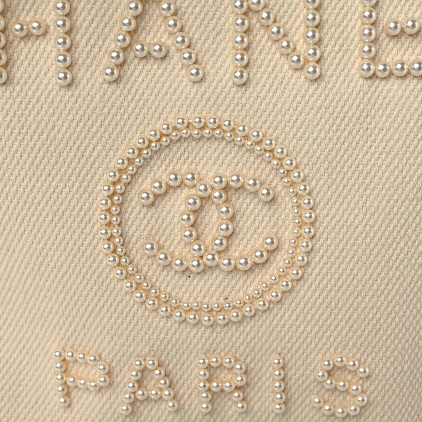 Canvas Pearl Medium Deauville Tote Ecru Beige