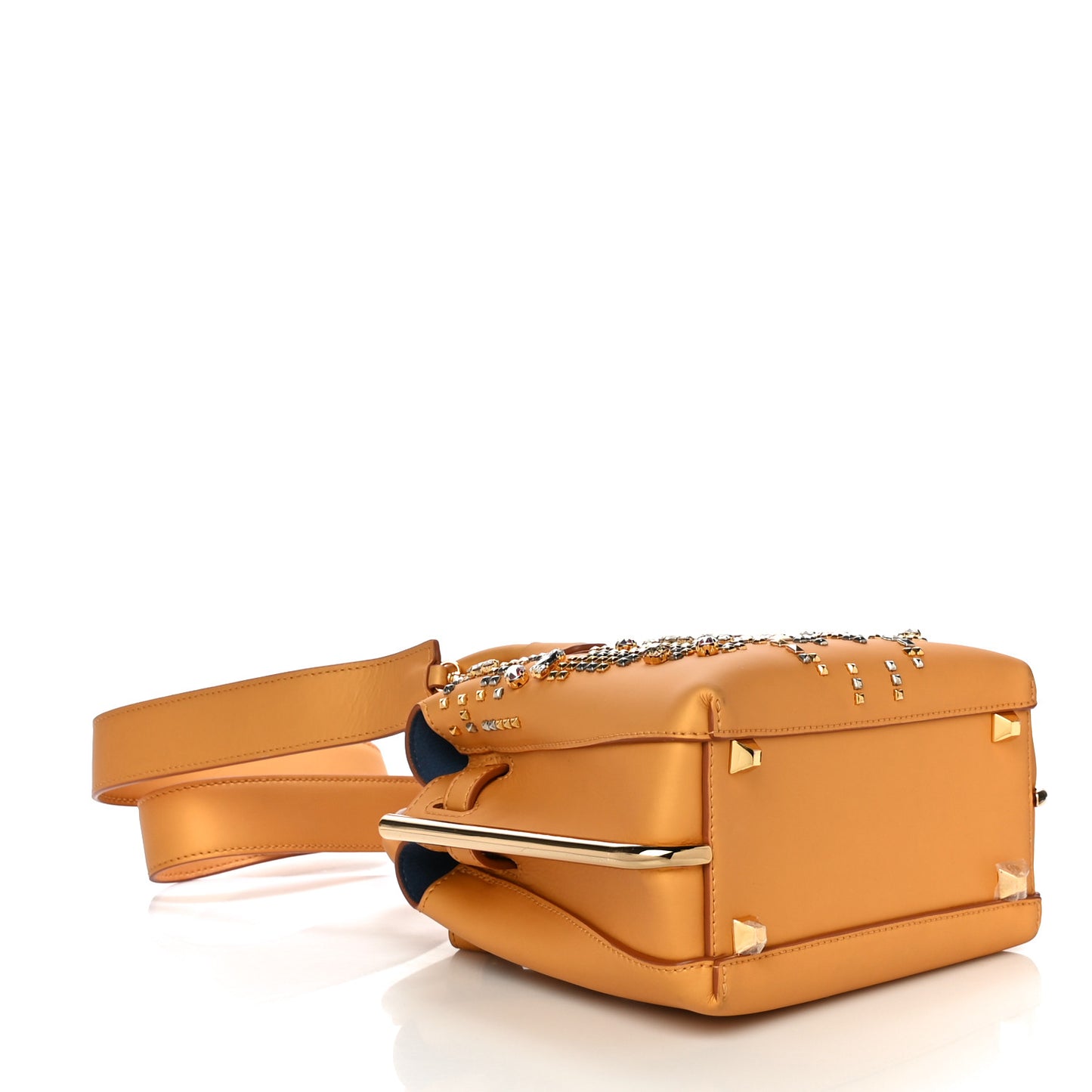 Calfskin Swarovski Crystal Ball Mini Milla Tote Yellow