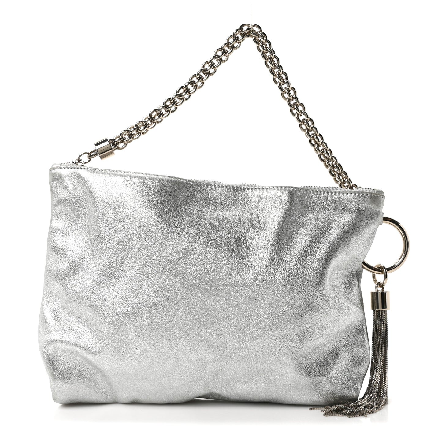 Metallic Goatskin Callie Mea Tassel Silver