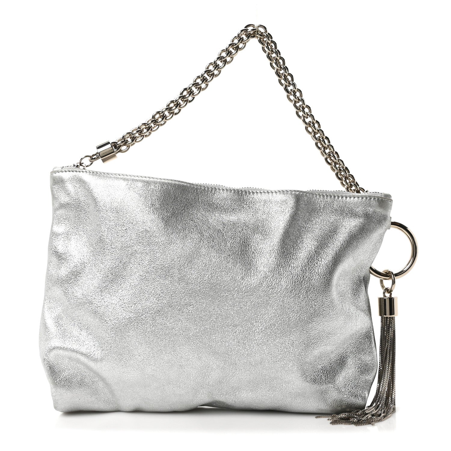 Jimmy Choo Metallic Goatskin Callie Mea Tassel Silver 1 of 10