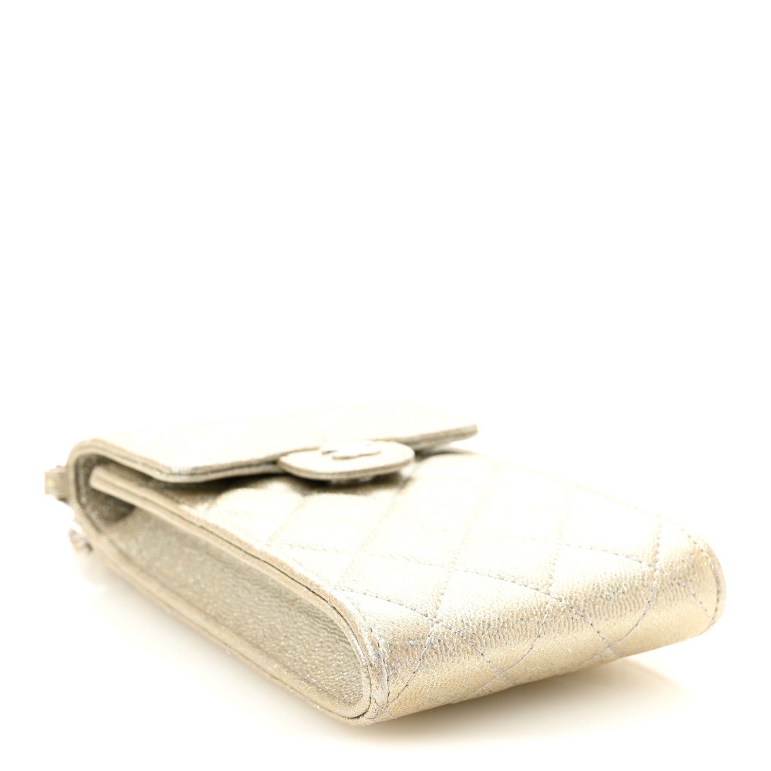 Chanel Metallic Caviar Quilted Classic Phone Holder Gold 4 of 10