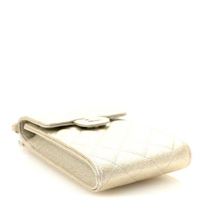 Chanel Metallic Caviar Quilted Classic Phone Holder Gold 4 of 10