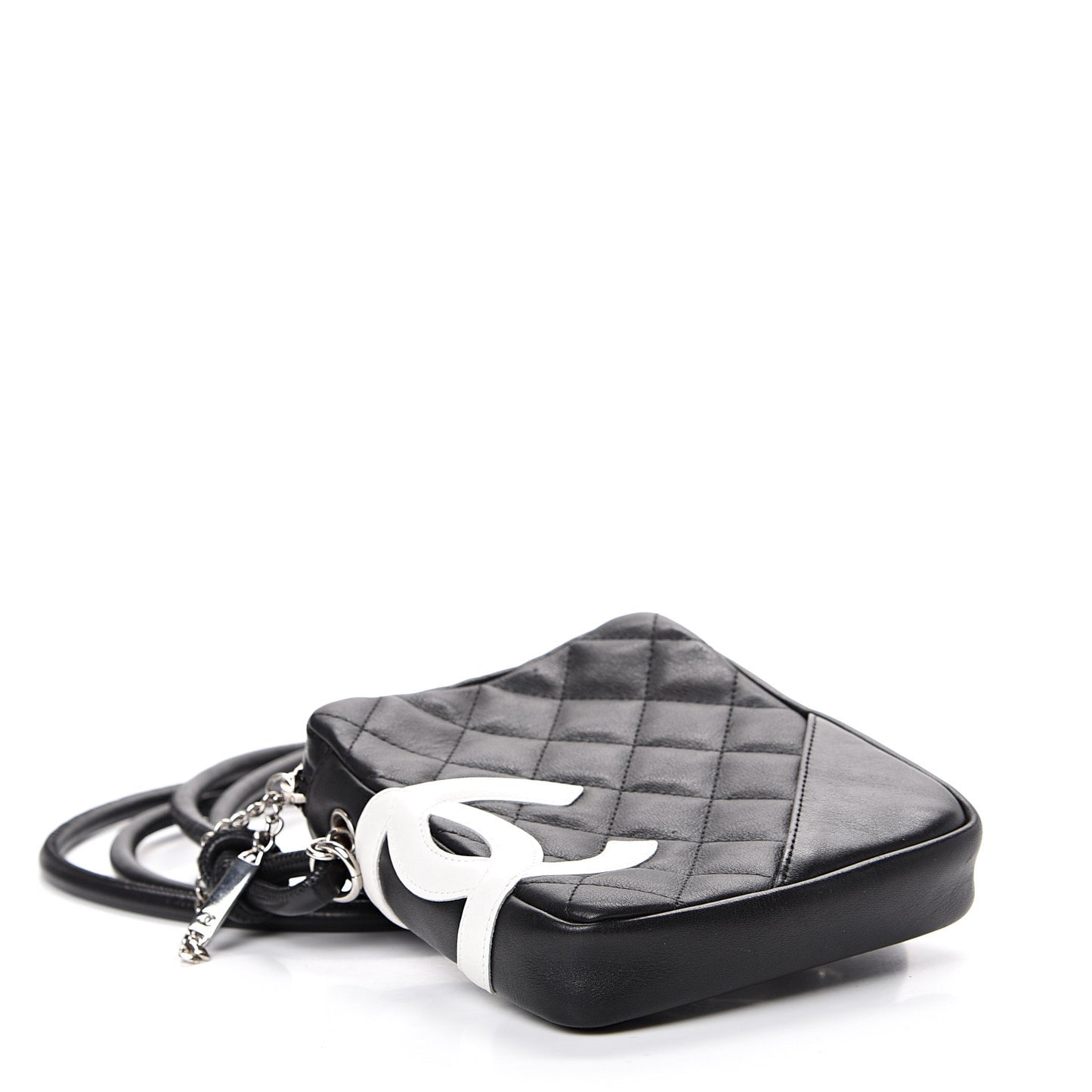 Calfskin Quilted Small Cambon Messenger Black White
