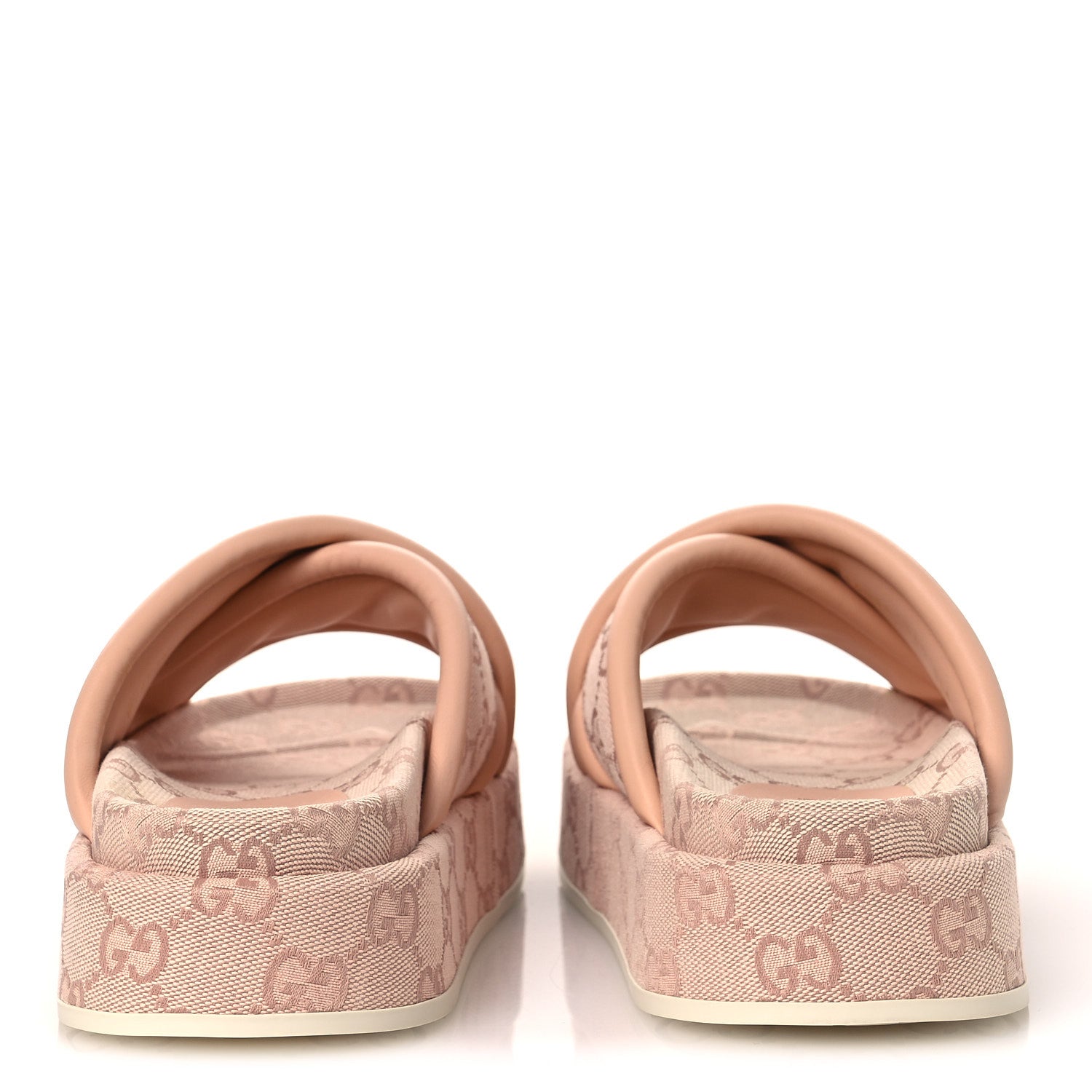 Gucci Monogram GG Calfskin Angelina Platform 55mm Slide Sandals 36.5 Light Pink 6 of 11