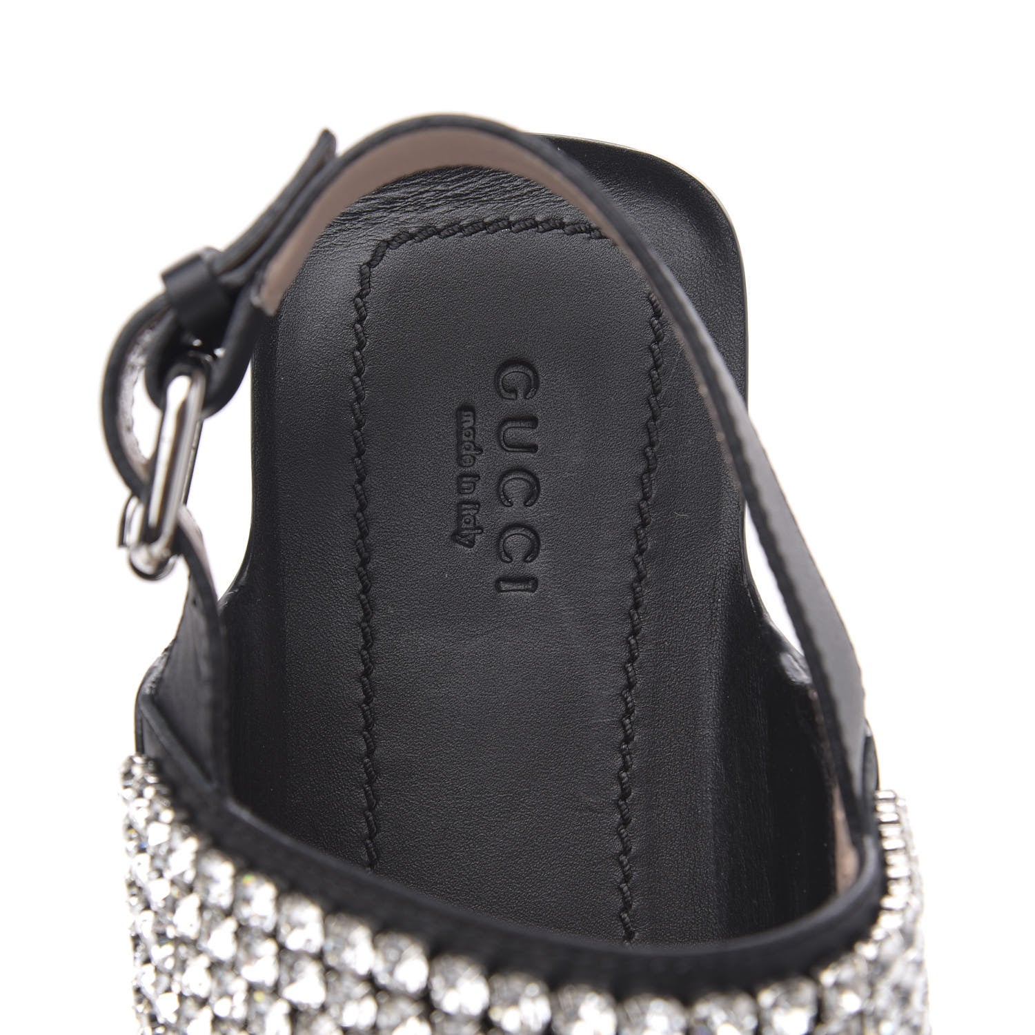 Gucci Napa Crystal Sandal 38 Black 6 of 9
