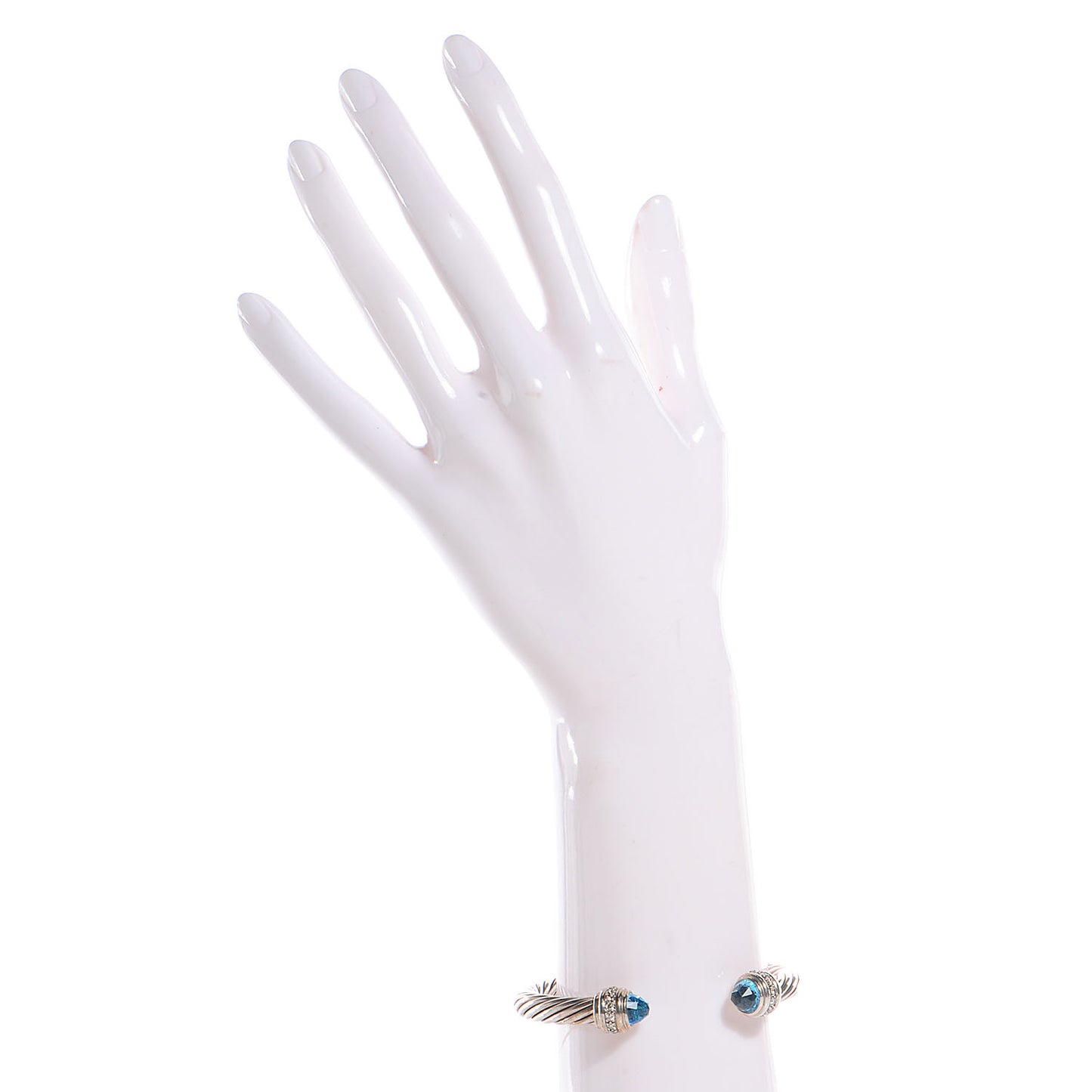 Sterling Silver Blue Topaz Diamond 7mm Cable Classics Bracelet