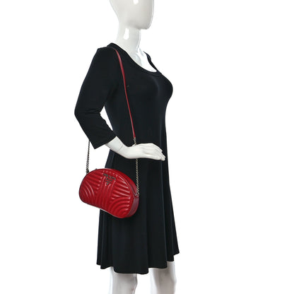 Prada Soft Calfskin Impunture Diagramme Dome Crossbody Bag Fuoco 2 of 9