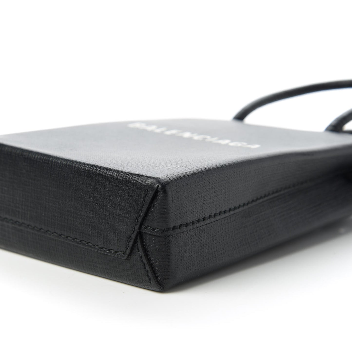 Squared Calfskin Logo Shopping Phone Holder Bag Black