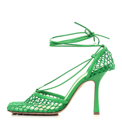 Bottega Veneta Mesh Nappa Stretch Ankle Tie 90mm Sandals 38 Grass 1 of 6