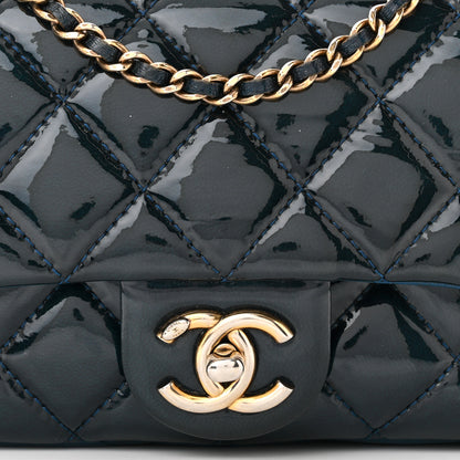 Chanel Patent Goatskin Quilted Small CC Eyelet Flap Blue 8 of 11