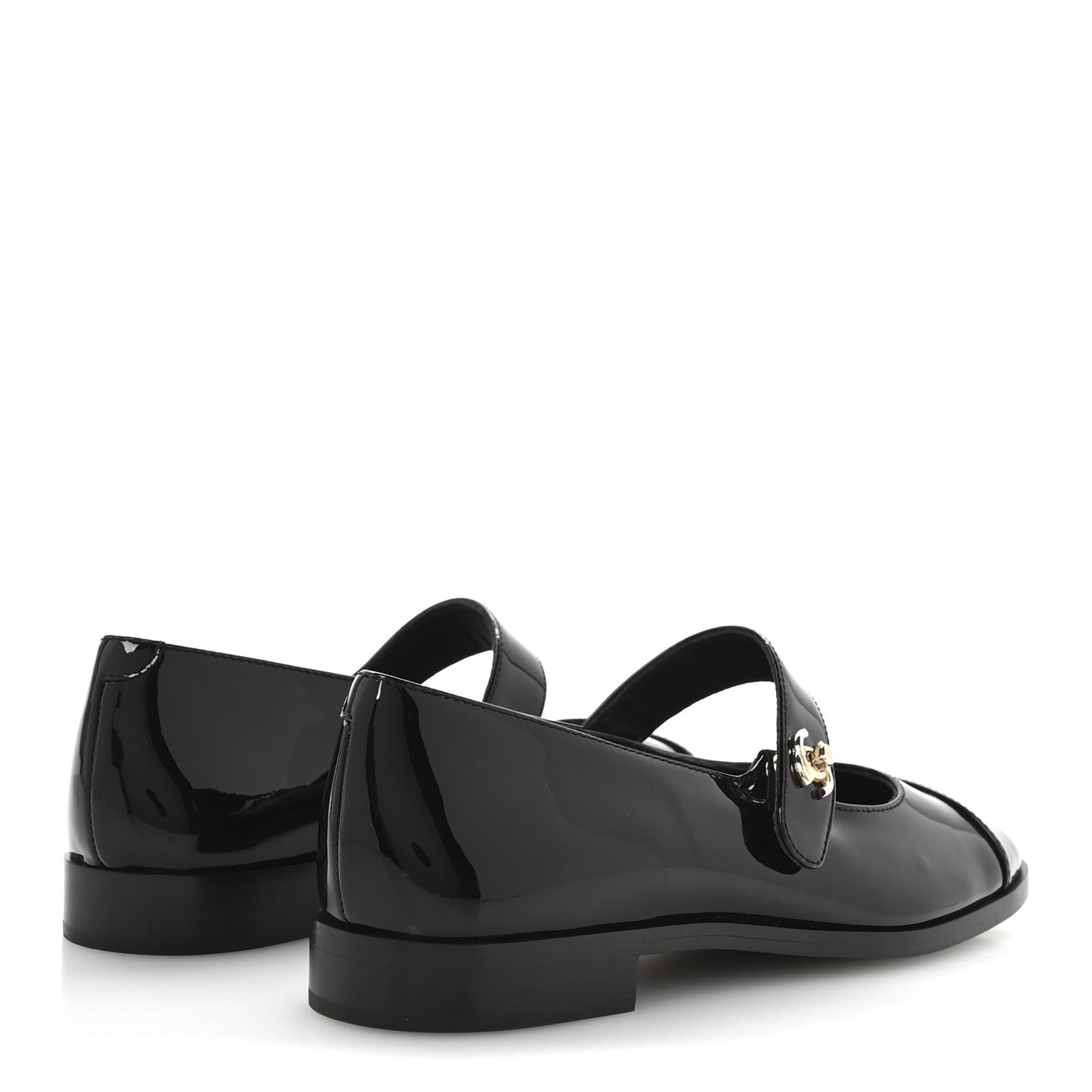 Patent Calfskin Mary Janes Flats 38 Black