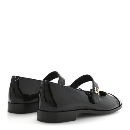 Chanel Patent Calfskin Mary Janes Flats 38 Black 5 of 9