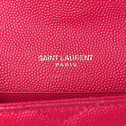 Saint Laurent Grain De Poudre Matelasse Chevron Small Monogram Envelope Wallet Bubblegum 6 of 12