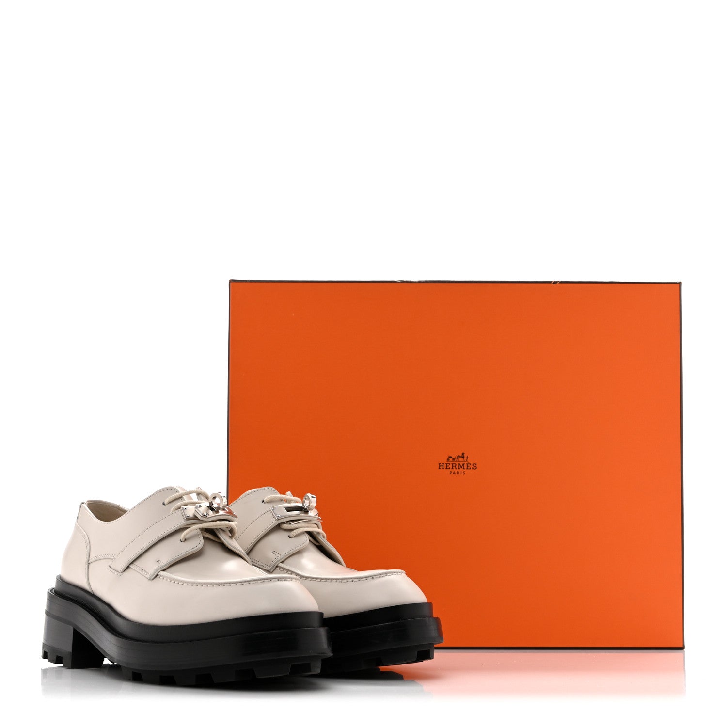 Hermes Glossed Calfskin First Derby 36.5 Beige Glaise 12 of 12