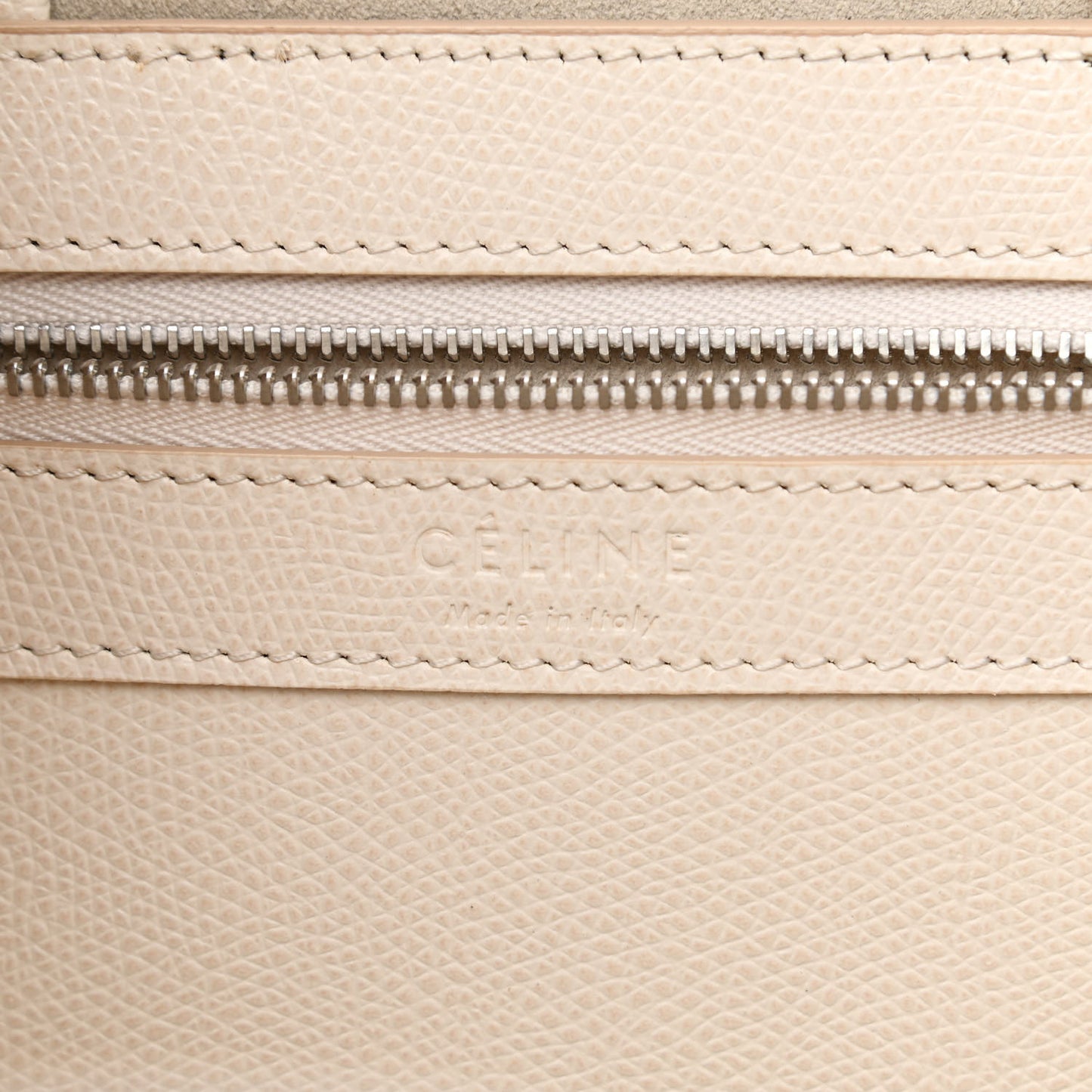 Grained Calfskin Small Vertical Bi-Cabas Cream Black