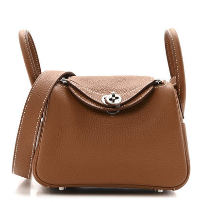 Hermes Taurillon Clemence Mini Lindy 20 Gold 1 of 11