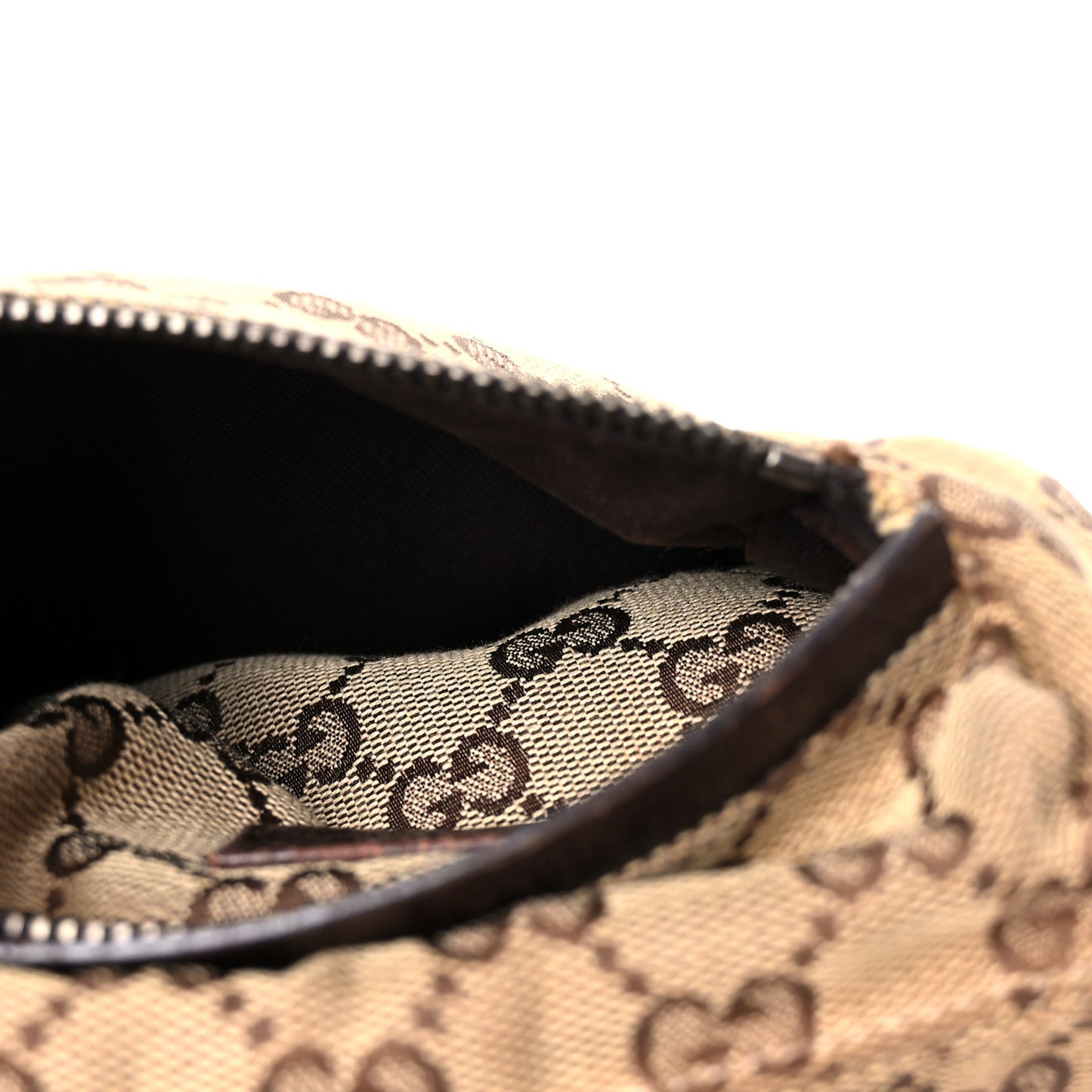GG Monogram Double Pocket Belt Bag Dark Brown