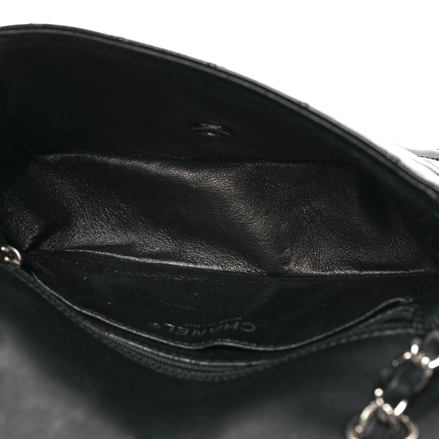 Striated Patent Quilted Mini Rectangular Flap Black