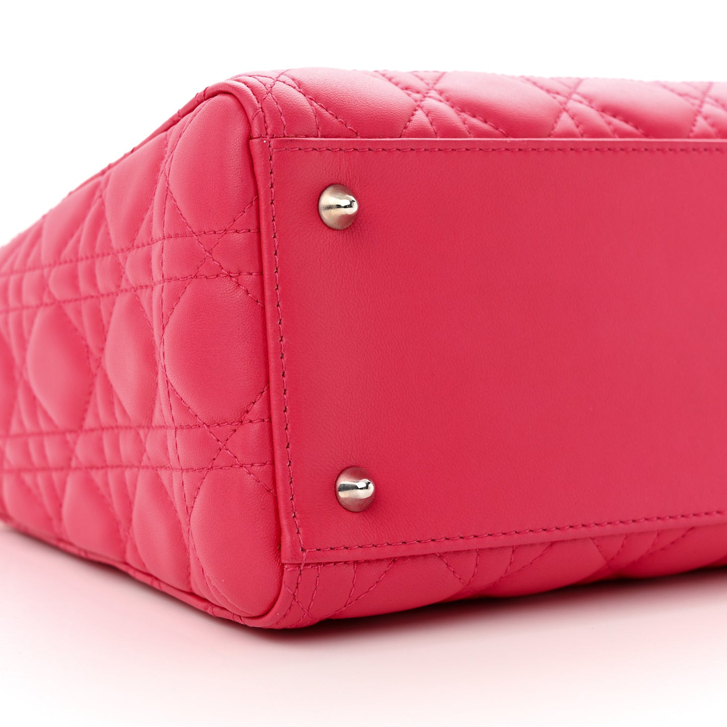 CHRISTIAN DIOR Lambskin Cannage Medium Lady Dior Pink