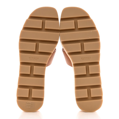 Hermes Calfskin Cork Eze 30 Sandals 37 Marron Glaise 5 of 11
