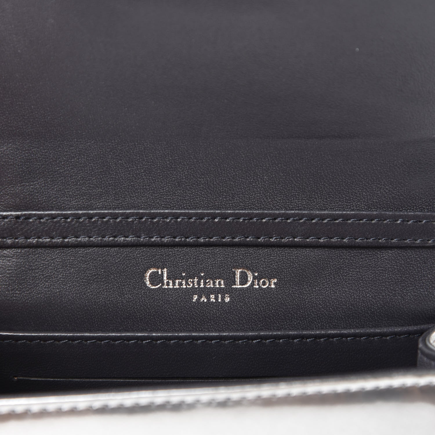 Christian Dior Metallic Patent Micro-Cannage Baby Diorama Flap Bag Silver 10 of 11