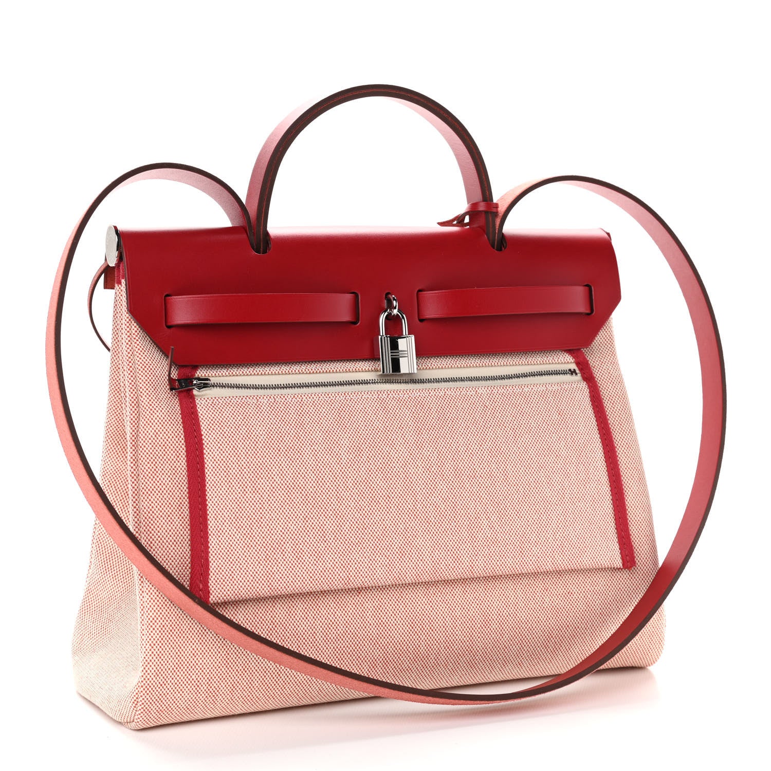 Hermes Vache Hunter Toile Pegase Pop Herbag Zip Retourne 31 PM Rouge Piment 4 of 12