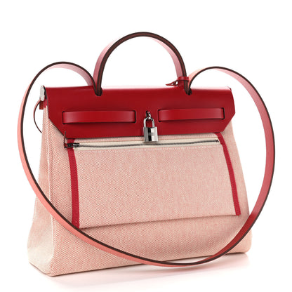 Hermes Vache Hunter Toile Pegase Pop Herbag Zip Retourne 31 PM Rouge Piment 4 of 12