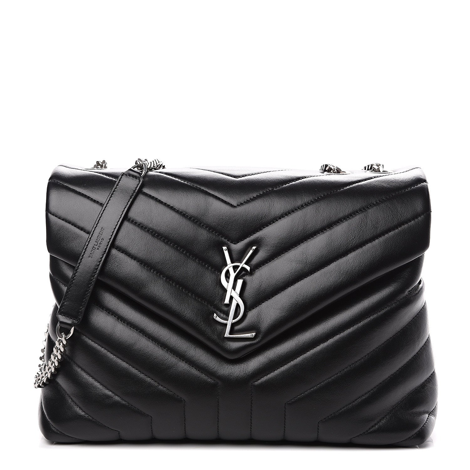 Saint Laurent Calfskin Y Quilted Monogram Medium Loulou Chain Satchel Black 1 of 8