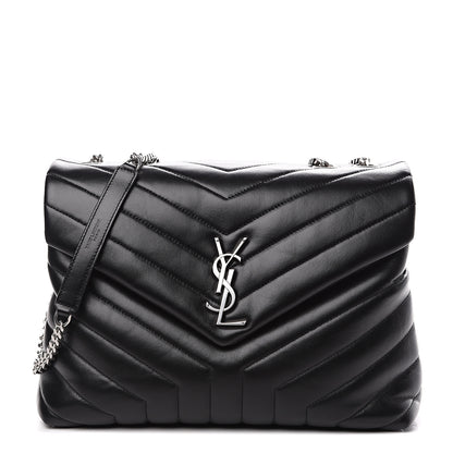 Saint Laurent Calfskin Y Quilted Monogram Medium Loulou Chain Satchel Black 1 of 8