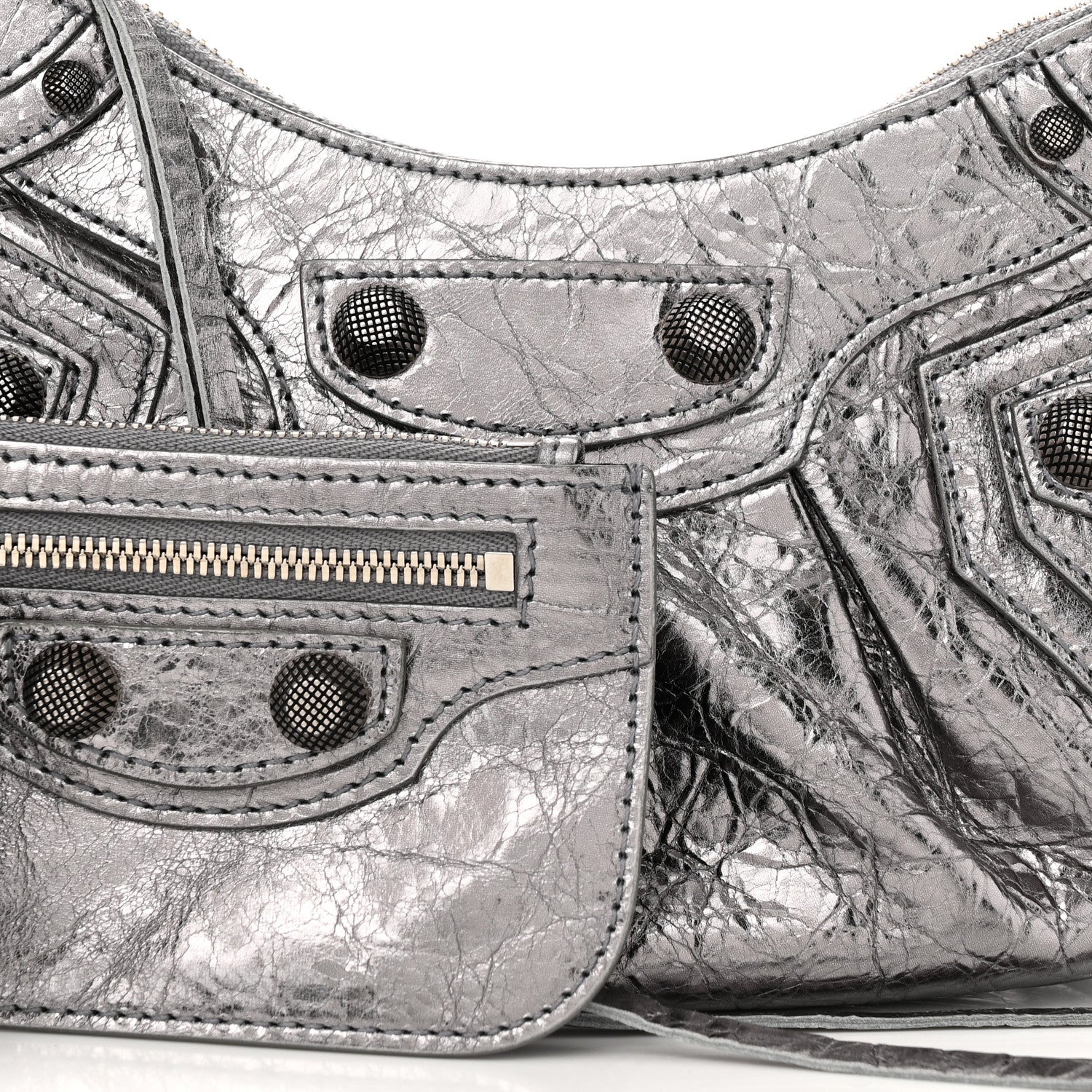 Balenciaga Metallic Agneau Arena Le Cagole Shoulder Bag XS Silver 8 of 10