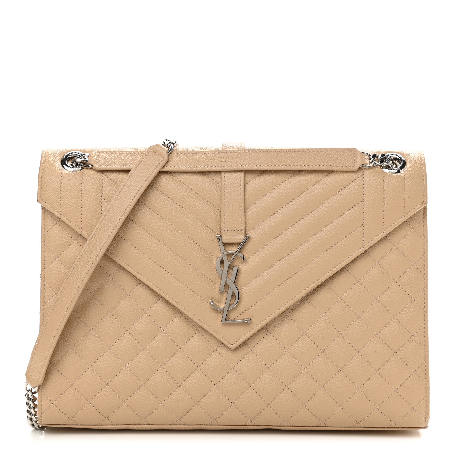 Saint Laurent Grain De Poudre Matelasse Chevron Large Monogram Satchel Nude Powder 1 of 11