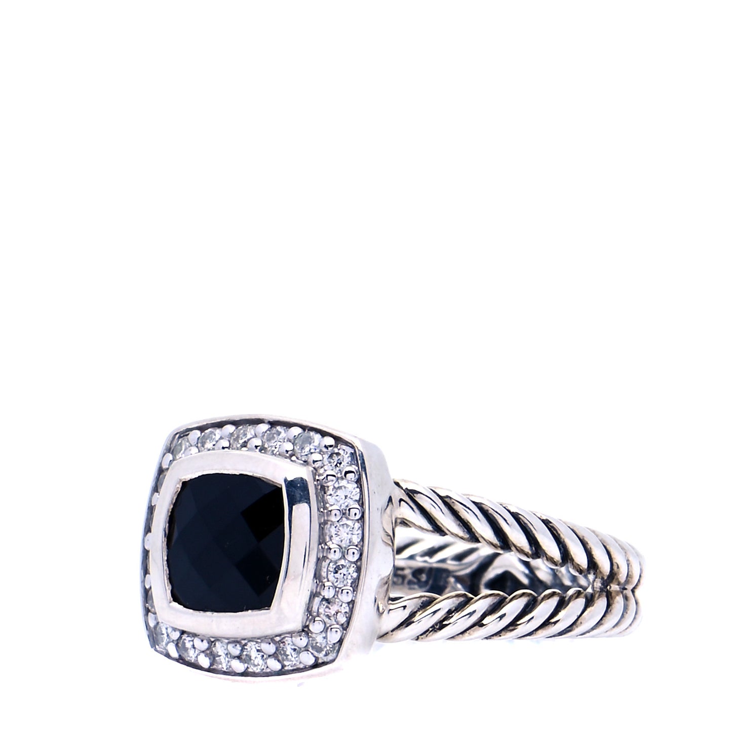 Sterling Silver Diamond Black Onyx 7mm Petite Albion Ring 52 6