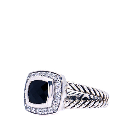 David Yurman Sterling Silver Diamond Black Onyx 7mm Petite Albion Ring 52 6 4 of 7