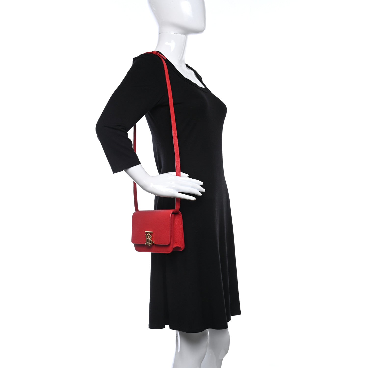 Burberry Grainy Calfskin Small TB Bag Bright Red 2 of 8